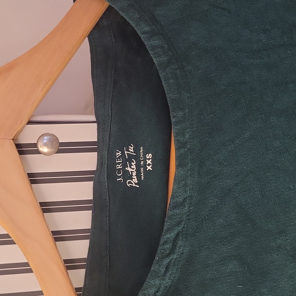Bundle:  Lot of 2 J.Crew 1 deep green & 1 white long sleeve Painter Tees  XXS